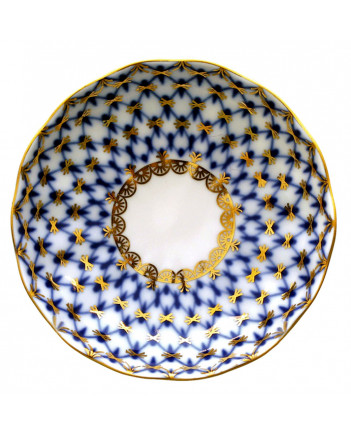 LOMONOSOV IMPERIAL PORCELAIN JAM MARMALADE JELLY DISH COBALT NET TULIP