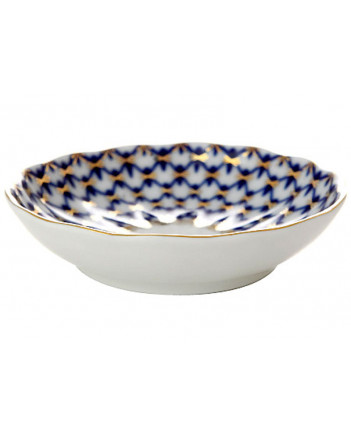 LOMONOSOV IMPERIAL PORCELAIN JAM MARMALADE JELLY DISH COBALT NET TULIP