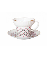 LOMONOSOV IMPERIAL BONE CHINA PORCELAIN ESPRESSO CUP WAVE PINK NET 155 ml/5.2 fl.oz