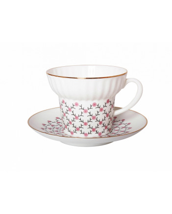 LOMONOSOV IMPERIAL BONE CHINA PORCELAIN ESPRESSO CUP WAVE PINK NET 155 ml/5.2 fl.oz