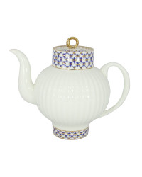 LOMONOSOV IMPERIAL BONE CHINA PORCELAIN TEAPOT COBALT NET WAVE 800 ML 27 oz