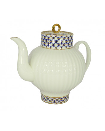 LOMONOSOV IMPERIAL BONE CHINA PORCELAIN TEAPOT COBALT NET WAVE 800 ML 27 oz