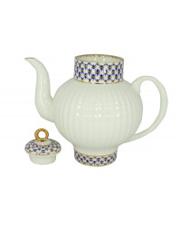 LOMONOSOV IMPERIAL BONE CHINA PORCELAIN TEAPOT COBALT NET WAVE 800 ML 27 oz