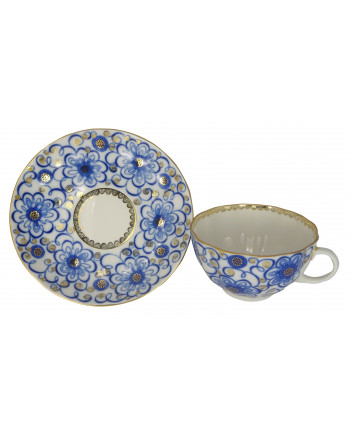  LOMONOSOV IMPERIAL PORCELAIN TEACUP AND SAUCER TULIP BINDWEED 250 ML/8.45 OZ