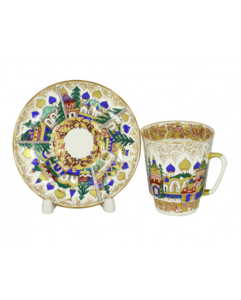 LOMONOSOV IMPERIAL BONE CHINA RARE PORCELAIN ESPRESSO CUP MAY OLD RUSSIAN ARCHITECTURE 165 ml/5.6 fl.oz