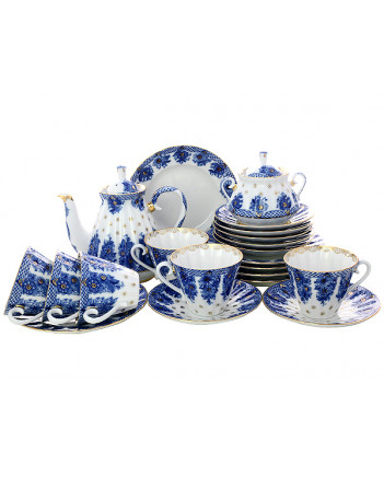 LOMONOSOV IMPERIAL PORCELAIN TEA SET SERVICE BASKET 20 items