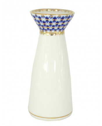 LOMONOSOV IMPERIAL PORCELAIN FLOWER VASE COBALT NET YOUTH 16 CM/6.3"
