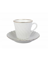 LOMONOSOV IMPERIAL BONE CHINA PORCELAIN ESPRESSO CUP TWISTED GOLDEN EDGE 155 ml/5.2 fl.oz
