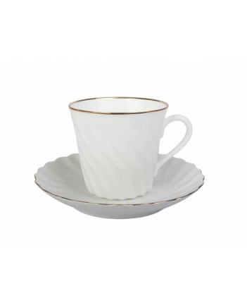 LOMONOSOV IMPERIAL BONE CHINA PORCELAIN ESPRESSO CUP TWISTED GOLDEN EDGE 155 ml/5.2 fl.oz