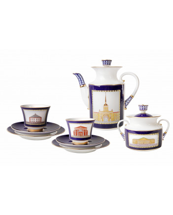  LOMONOSOV IMPERIAL PORCELAIN COFFEE SET SERVICE CLASSIC OF PETERSBURB 20 items