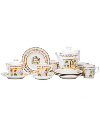 LOMONOSOV IMPERIAL PORCELAIN TEA SET SERVICE JADE BACKGROUND 20 items