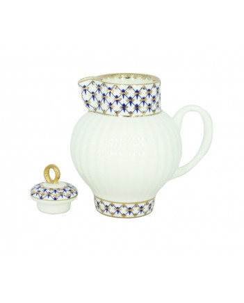 LOMONOSOV IMPERIAL PORCELAIN CREAMER MILK JAR WAVE COBALT NET 270 ml 9.1 oz