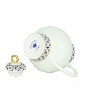 LOMONOSOV IMPERIAL PORCELAIN CREAMER MILK JAR WAVE COBALT NET 270 ml 9.1 oz