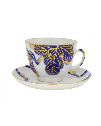 LOMONOSOV IMPERIAL PORCELAIN TEACUP AND SAUCER GIFT FIG TREE 375 ML/12.7OZ