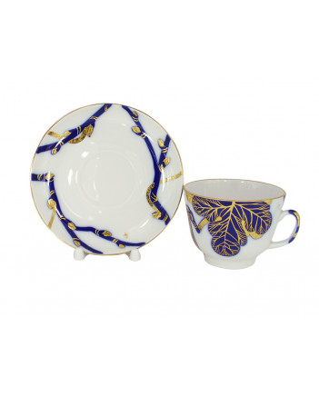 LOMONOSOV IMPERIAL PORCELAIN TEACUP AND SAUCER GIFT FIG TREE 375 ML/12.7OZ