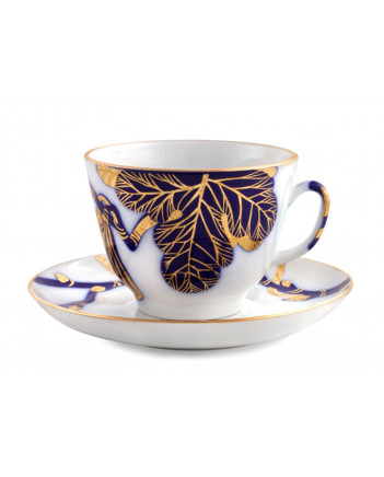 LOMONOSOV IMPERIAL PORCELAIN TEACUP AND SAUCER GIFT FIG TREE 375 ML/12.7OZ