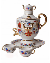 LOMONOSOV IMPERIAL PORCELAIN DECANTER SET SAMOVAR SOUVENIR 