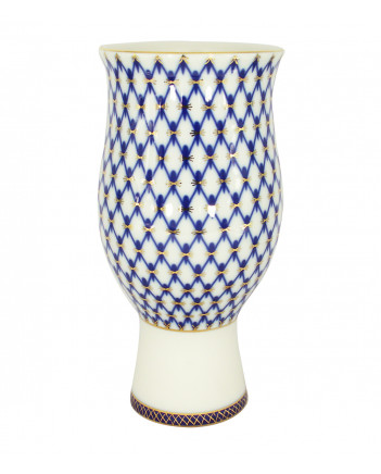 LOMONOSOV IMPERIAL PORCELAIN FLOWER VASE COBALT NET 23.8 CM/9.4"