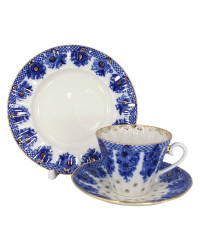 LOMONOSOV IMPERIAL PORCELAIN TEACUP, SAUCER AND PLATE BASKET 235 ML/8 OZ
