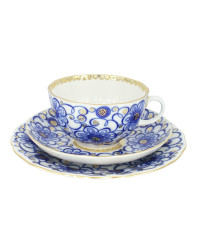 LOMONOSOV IMPERIAL PORCELAIN TEACUP TRIO TULIP BINDWEED