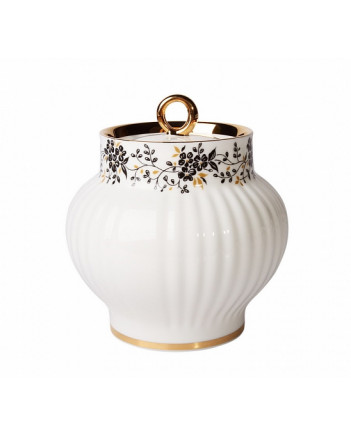 LOMONOSOV IMPERIAL BONE CHINA PORCELAIN SUGAR BOWL WAVE TINY BRANCHES 390 Ml 13.2 Oz