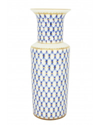 LOMONOSOV IMPERIAL PORCELAIN FLOWER VASE COBALT NET ROUND 27 CM/10.6"