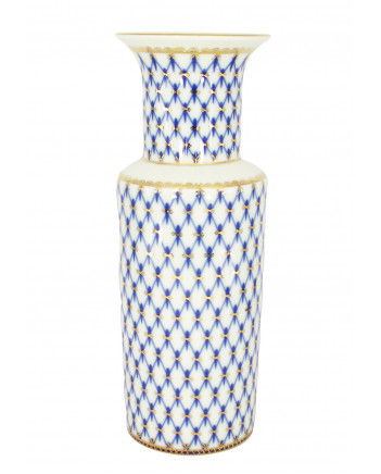 LOMONOSOV IMPERIAL PORCELAIN FLOWER VASE COBALT NET ROUND 27 CM/10.6"