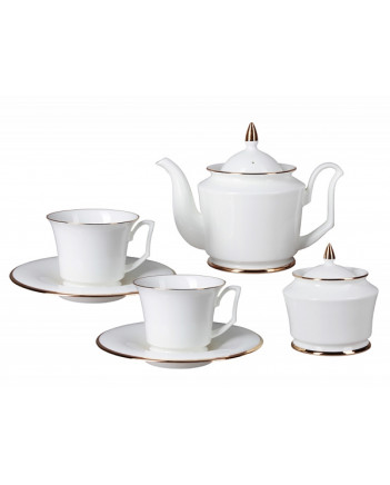 LOMONOSOV IMPERIAL BONE CHINA PORCELAIN TEA SET SERVICE GOLDEN EDGE YULIA 14 items