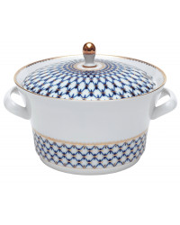 LOMONOSOV IMPERIAL PORCELAIN SOUP TUREEN COBALT NET 3350 ml 113.3 fl.oz