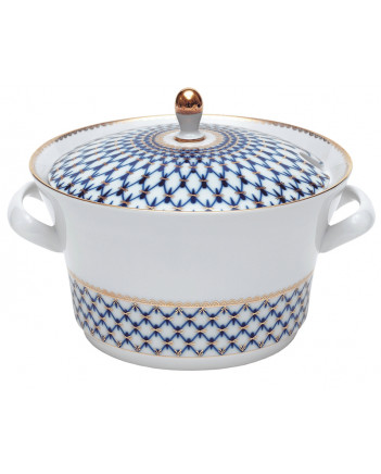 LOMONOSOV IMPERIAL PORCELAIN SOUP TUREEN COBALT NET 3350 ml 113.3 fl.oz