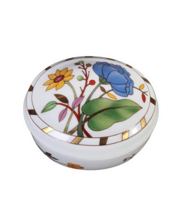 LOMONOSOV IMPERIAL PORCELAIN TREASURE JEWELERY BOX OVAL PEONY