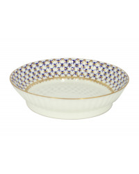LOMONOSOV IMPERIAL PORCELAIN COOKIE PASTRY DISH COBALT NET WAVE