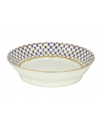 LOMONOSOV IMPERIAL PORCELAIN COOKIE PASTRY DISH COBALT NET WAVE
