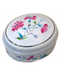 LOMONOSOV IMPERIAL PORCELAIN TREASURE JEWELERY BOX OVAL CARNATION