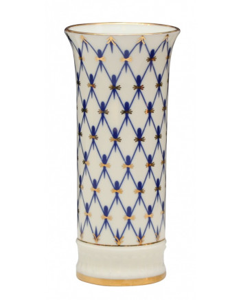 LOMONOSOV IMPERIAL PORCELAIN FLOWER VASE COBALT NET VERTICAL 15 CM/5.9"