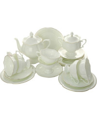LOMONOSOV IMPERIAL BONE CHINA PORCELAIN TEA SET SERVICE NATASHA GOLDEN EDGE 20 items