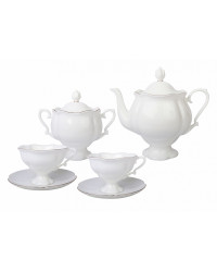 LOMONOSOV IMPERIAL BONE CHINA PORCELAIN TEA SET SERVICE NATASHA GOLDEN EDGE 20 items