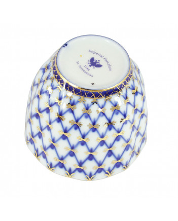 LOMONOSOV IMPERIAL PORCELAIN PIALA CUP COBALT NET TULIP 140 ML/4.7 OZ