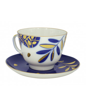 LOMONOSOV IMPERIAL PORCELAIN TEACUP AND SAUCER GIFT POMEGRANATE 375 ML/12.7OZ