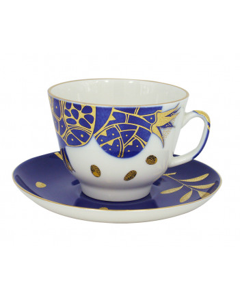 LOMONOSOV IMPERIAL PORCELAIN TEACUP AND SAUCER GIFT POMEGRANATE 375 ML/12.7OZ