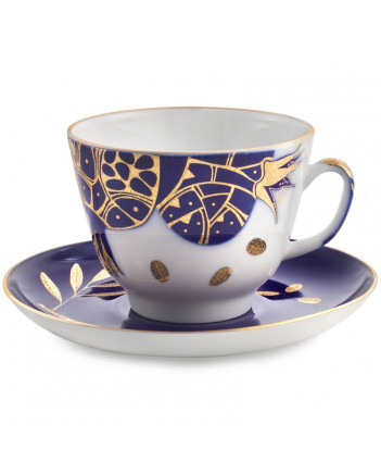LOMONOSOV IMPERIAL PORCELAIN TEACUP AND SAUCER GIFT POMEGRANATE 375 ML/12.7OZ