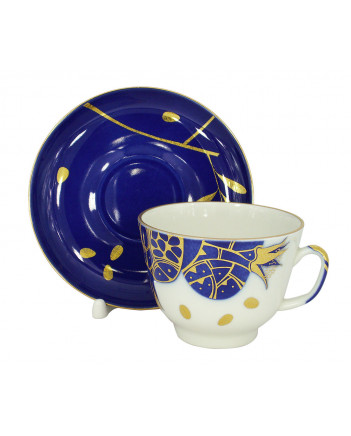 LOMONOSOV IMPERIAL PORCELAIN TEACUP AND SAUCER GIFT POMEGRANATE 375 ML/12.7OZ
