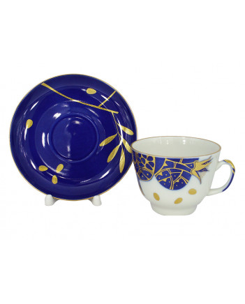 LOMONOSOV IMPERIAL PORCELAIN TEACUP AND SAUCER GIFT POMEGRANATE 375 ML/12.7OZ