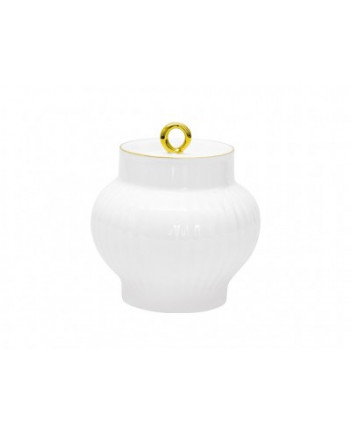 LOMONOSOV IMPERIAL BONE CHINA PORCELAIN SUGAR BOWL WAVE GOLDEN EDGE 390 ml 13.2 oz