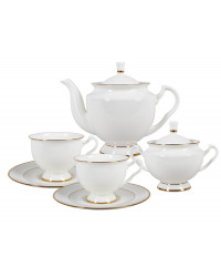 LOMONOSOV IMPERIAL BONE CHINA PORCELAIN TEA SET SERVICE GOLDEN EDGE 14 items