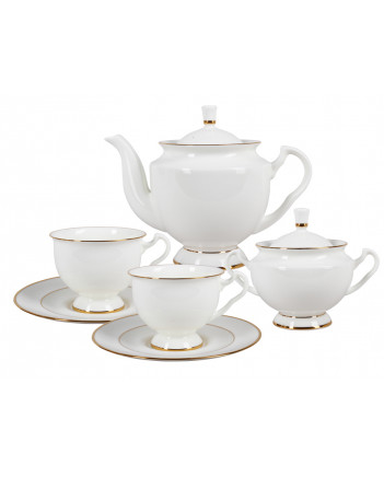 LOMONOSOV IMPERIAL BONE CHINA PORCELAIN TEA SET SERVICE GOLDEN EDGE 14 items