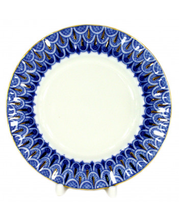 LOMONOSOV IMPERIAL PORCELAIN DESSERT PLATE RADIANT FORGET-ME-NOT 18 Cm 7"