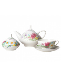 LOMONOSOV IMPERIAL BONE CHINA PORCELAIN TEA SET SERVICE WILDFLOWERS DOME 14 items