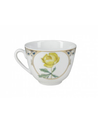 LOMONOSOV IMPERIAL BONE CHINA PORCELAIN TEACUP AND SAUCER SPRING TROLLIUS 230 ML/7.8 OZ