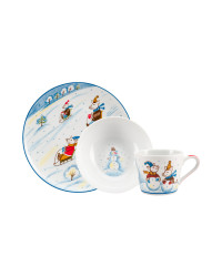 LOMONOSOV IMPERIAL PORCELAIN BABY SET 3PC: CUP, PLATE AND BOWL WINTER JAUNT